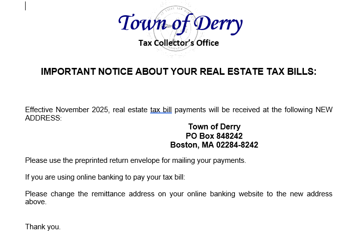 important notice on real estate tax bill payment