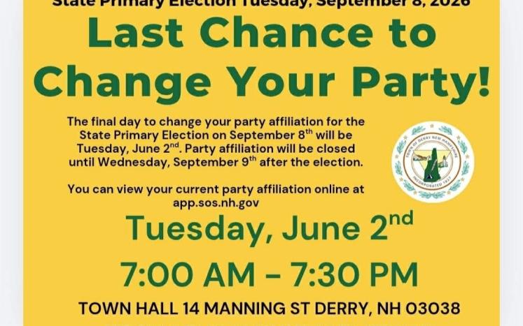 Last Chance to change your party affiliation